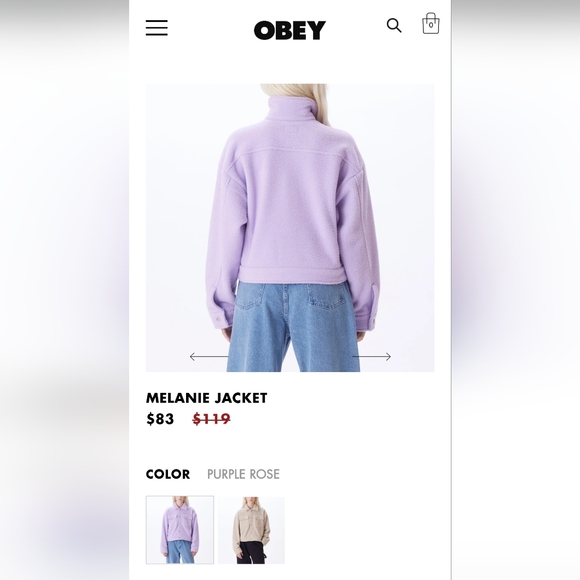 NWT OBEY Melanie Fleece Trucket Jacket Size M in Purple Rose - Picture 12 of 13